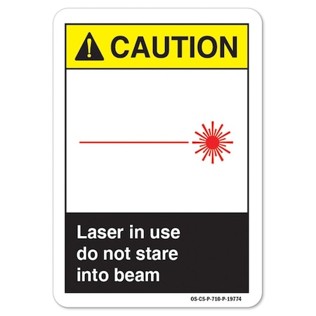ANSI Caution Sign, Laser In Use Do Not Stare Into Beam, 24in X 18in Decal
